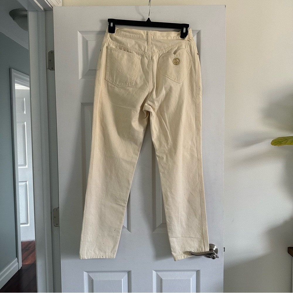 Size 32 Moschino Jeans Women’s Vintage Beige Straight Leg Pants Y2K Italy - Picture 4 of 9